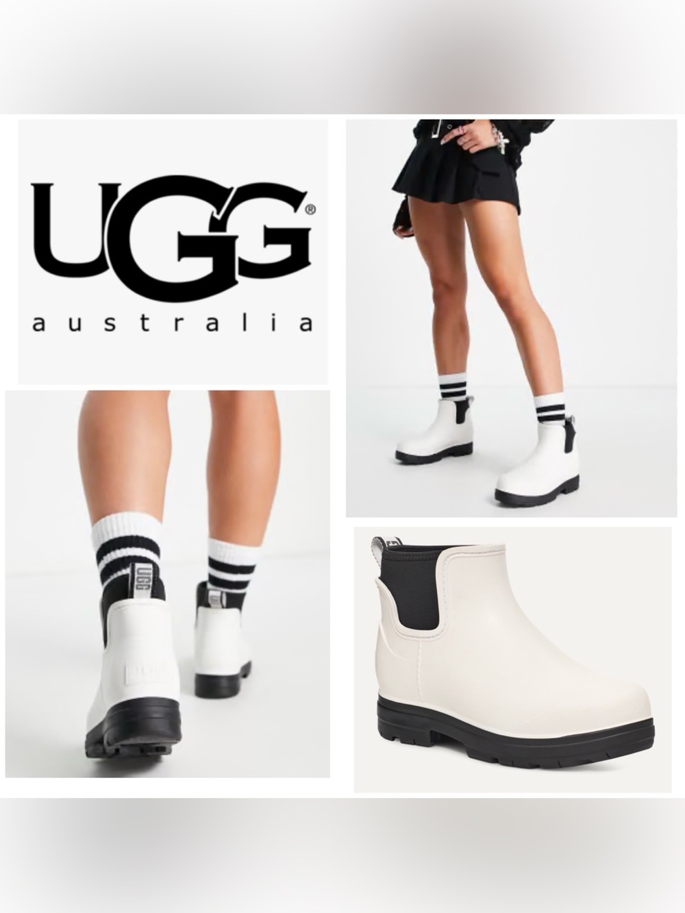 NEW $178 UGG  Women 10 Droplet Waterproof Slip On Ankle Rain Boots Uggplush